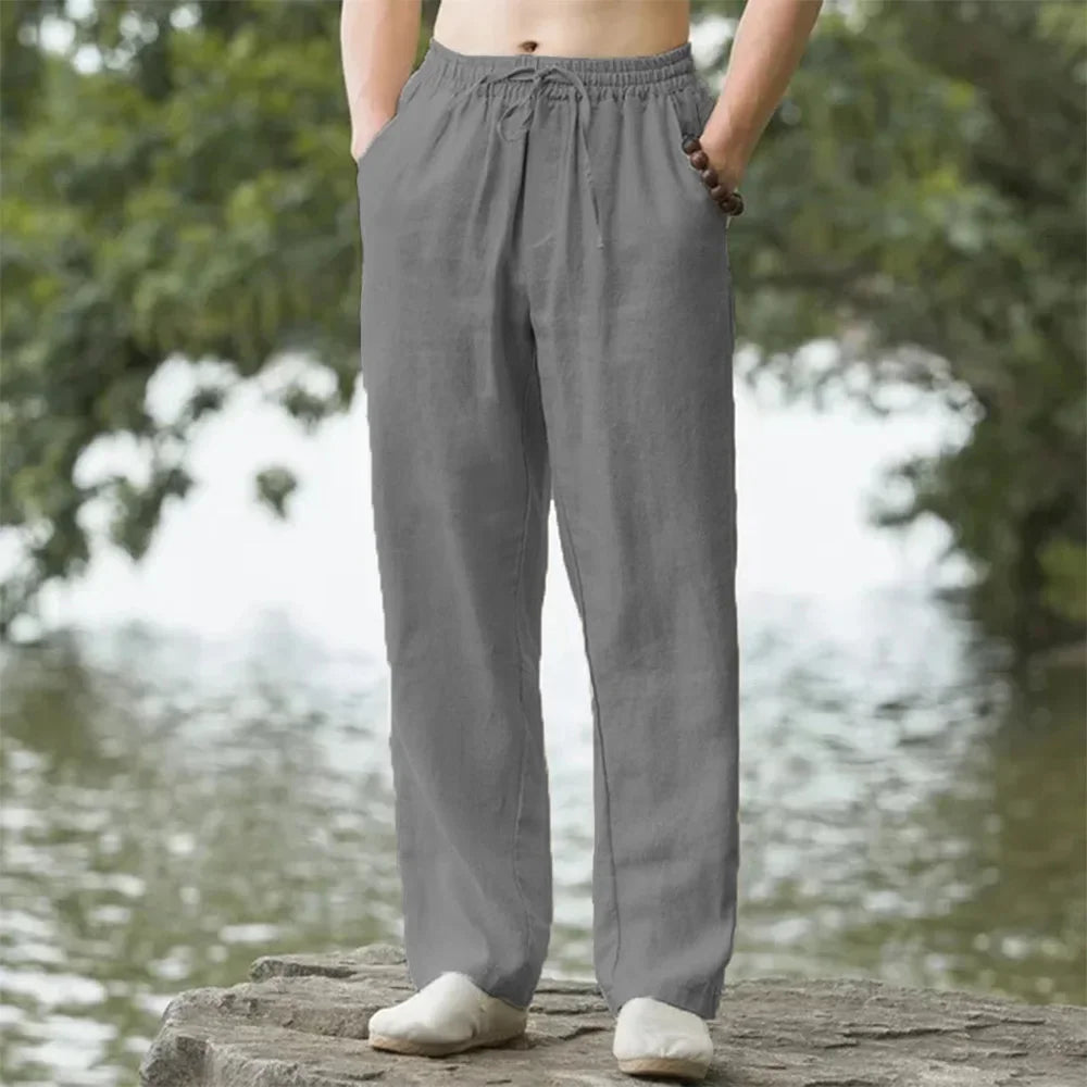 Momount Men Linen Wide Leg Pants