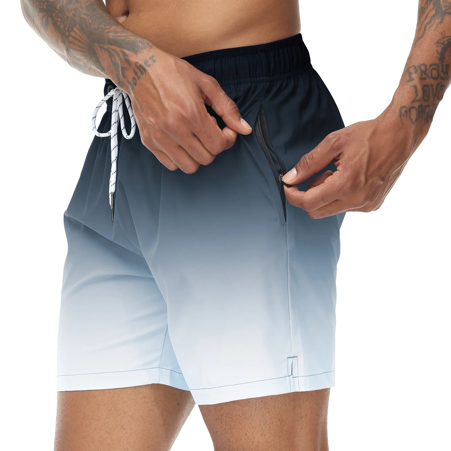 Momount Pantaloni de Baie Bărbați – Gradient cu Șnur, Quick Dry pentru Plajă