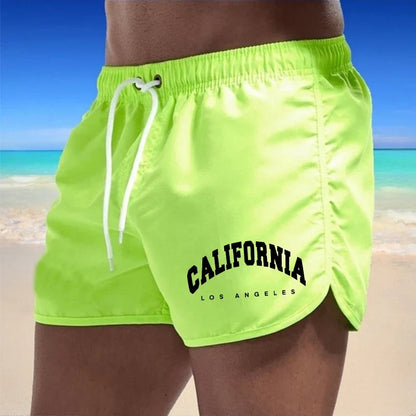 Momount Pantaloni de Baie Bărbați – Imprimeu California cu Șnur Uscare Rapidă