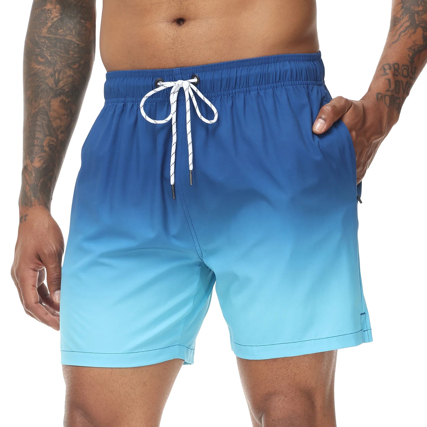 Momount Pantaloni de Baie Bărbați – Gradient cu Șnur, Quick Dry pentru Plajă