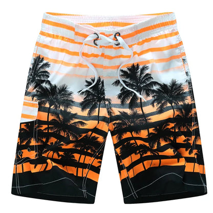 Momount | Pantaloni de Baie Bărbați – Imprimeu Geometric, Cordon, Lungime Genunchi
