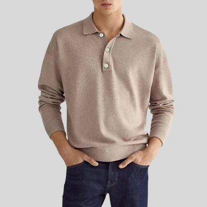 Tricou Polo Tricotat Momount Bărbați – Mânecă Lungă, Guler Clasic, Zilnic