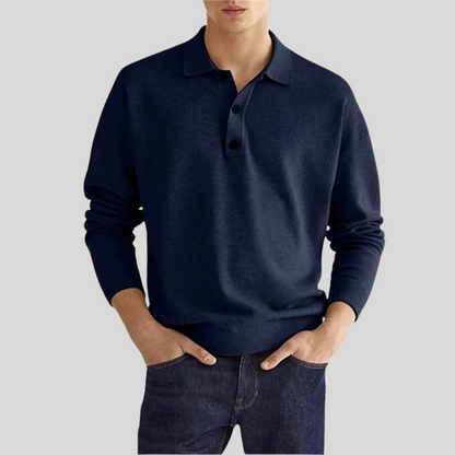 Tricou Polo Tricotat Momount Bărbați – Mânecă Lungă, Guler Clasic, Zilnic