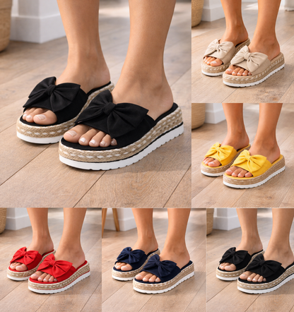 Momount Sandale Espadrile Damă – Slide Platformă cu Funda din Velur Confort