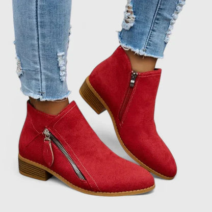Theodora | Cizme Glezniere din Denim Vintage cu Fermoar