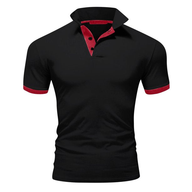 Tricou Polo Momount Bărbați – Guler Stand cu Tiv Contrast, Croială Slim