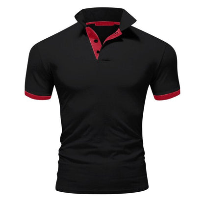 Tricou Polo Momount Bărbați – Guler Stand cu Tiv Contrast, Croială Slim