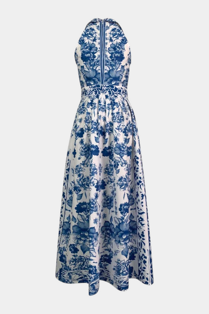 Rochie Maxi Florală Momount Damă – Halter, Fără Mâneci, Eleganta