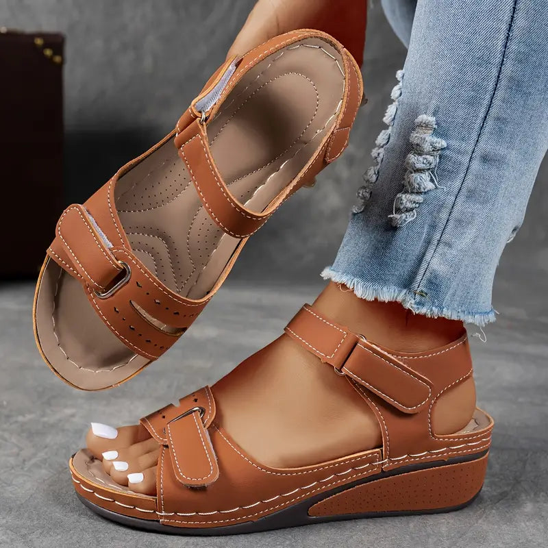Momount | Sandale Damă cu Platformă, Barete Velcro, Talpă Matlasată, Reglabile