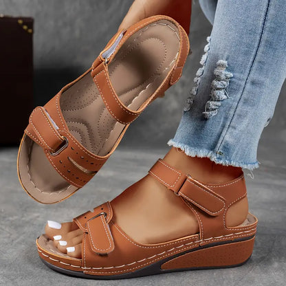 Momount | Sandale Damă cu Platformă, Barete Velcro, Talpă Matlasată, Reglabile