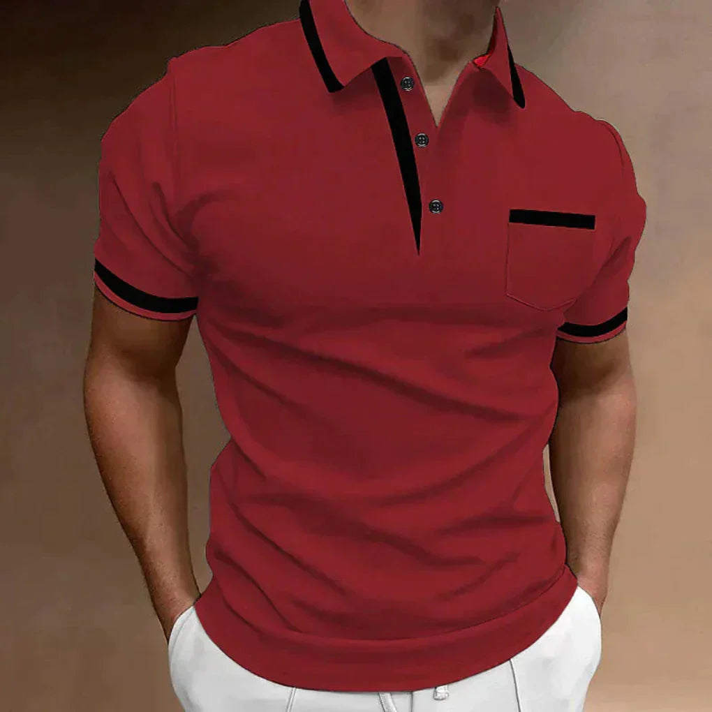 Tricou Polo Momount Bărbați – Tiv Contrast, Buzunar Piept, Clasic