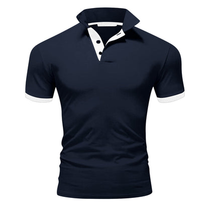 Tricou Polo Momount Bărbați – Guler Stand cu Tiv Contrast, Croială Slim