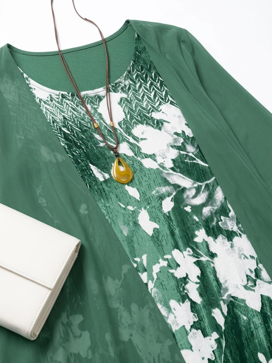 Amara Floral Summer Dress | Elegant, Casual, Timeless - Green - detail