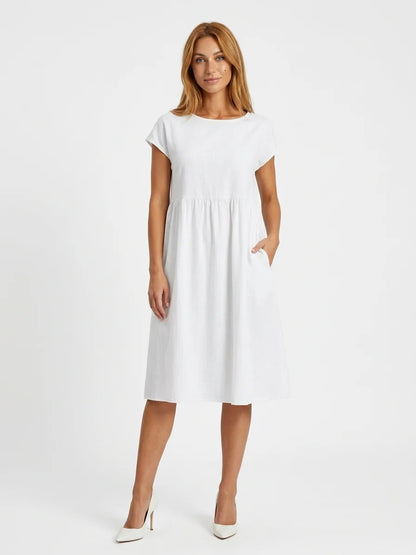 Dahlia Summer Maxi Dress | Elegant, Modern, Graceful - White - front