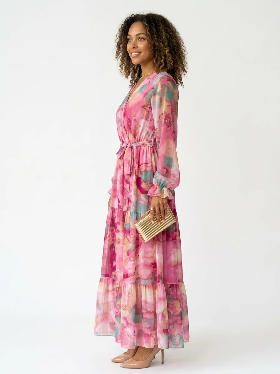 Dajana Floral Wrap Maxi Dress | Bold Print, Waist-Defining - main - side