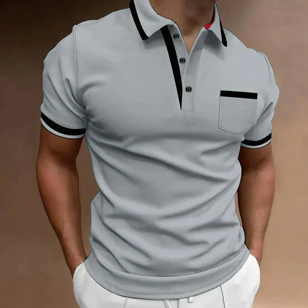 Momount | Tricou Polo Bărbați – Bordură Contrastantă, Buzunar Piept, Mâneci Scurte