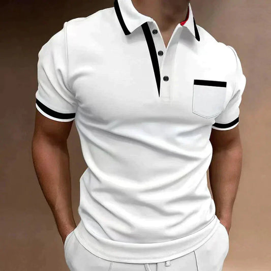 Tricou Polo Momount Bărbați – Tiv Contrast, Buzunar Piept, Clasic