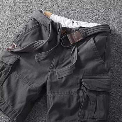 Pantaloni Cargo Momount Bărbați – Bumbac cu Curea, Închidere cu Nasture, Lungime până la Genunchi