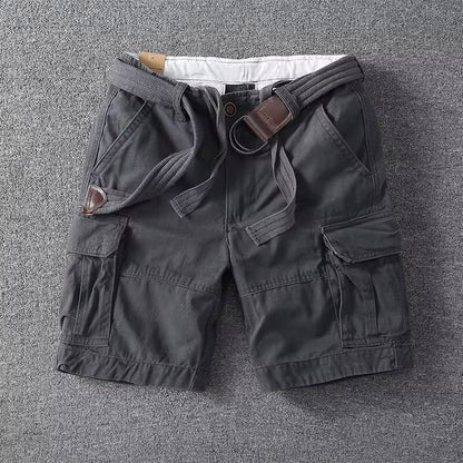 Pantaloni Cargo Momount Bărbați – Bumbac cu Curea, Închidere cu Nasture, Lungime până la Genunchi
