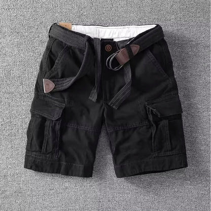 Pantaloni Cargo Momount Bărbați – Bumbac cu Curea, Închidere cu Nasture, Lungime până la Genunchi