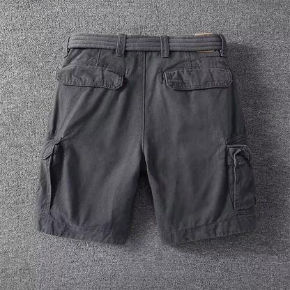 Pantaloni Cargo Momount Bărbați – Bumbac cu Curea, Închidere cu Nasture, Lungime până la Genunchi