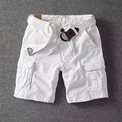 Pantaloni Cargo Momount Bărbați – Bumbac cu Curea, Închidere cu Nasture, Lungime până la Genunchi