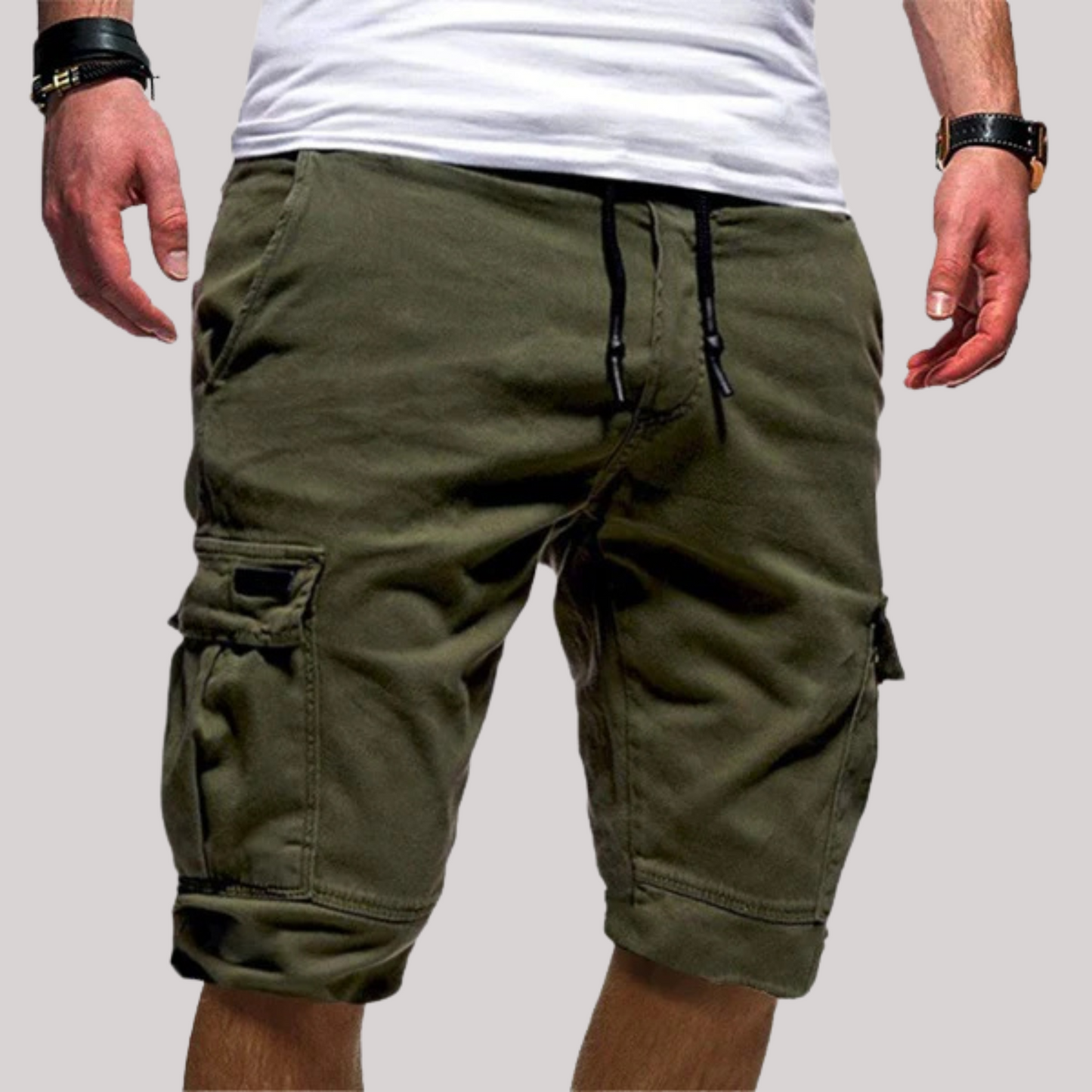 Pantaloni Cargo Momount Bărbați – Cu Cordon, Talie Elastică, Buzunar cu Clapă, Casual