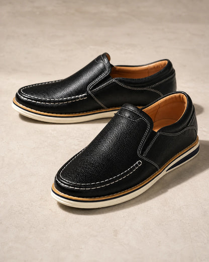 Mocasini slip-on pentru bărbați cu cusături manuale și panouri elastice — image 2