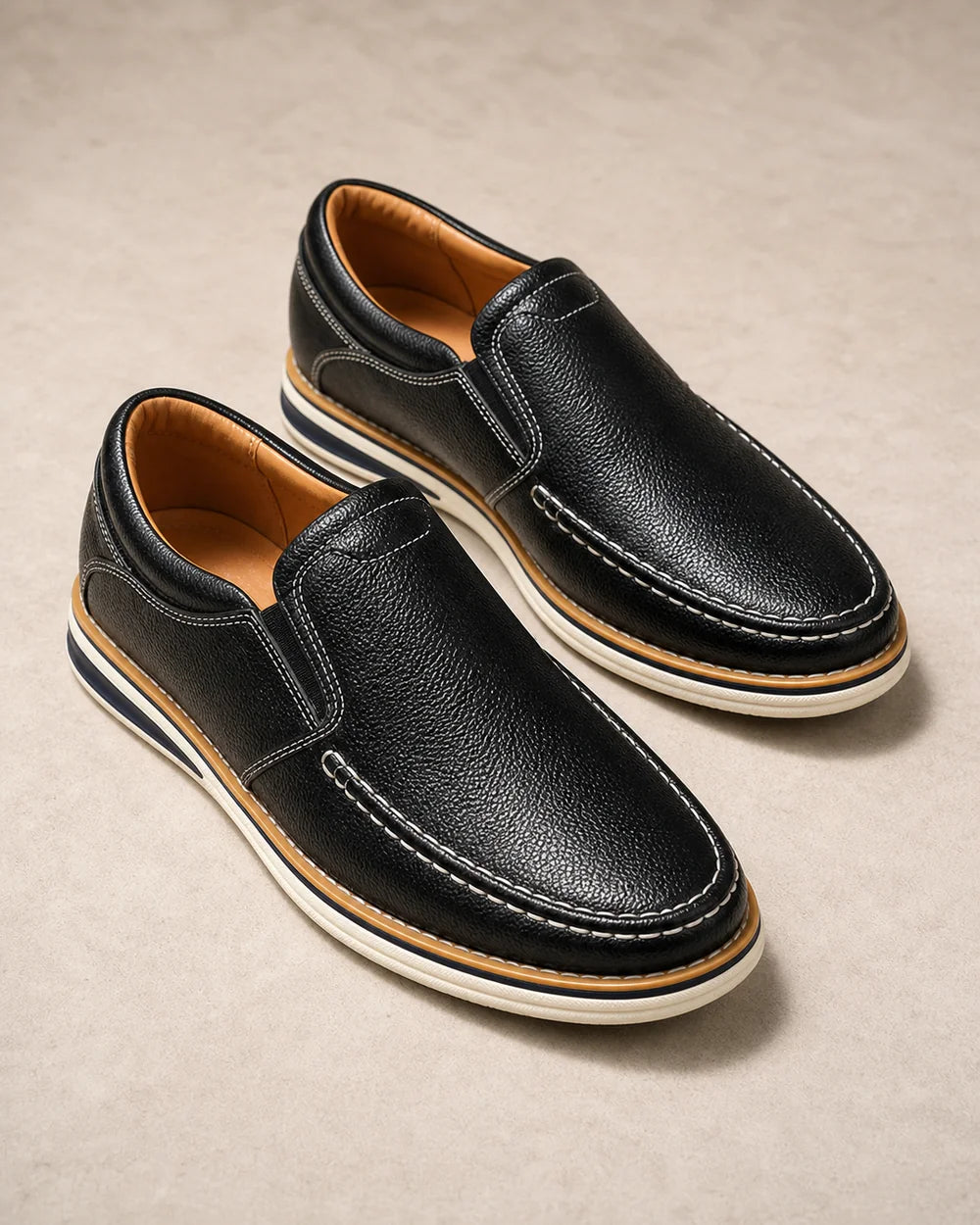 Mocasini slip-on pentru bărbați cu cusături manuale și panouri elastice — image 4
