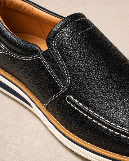 Mocasini slip-on pentru bărbați cu cusături manuale și panouri elastice — image 5