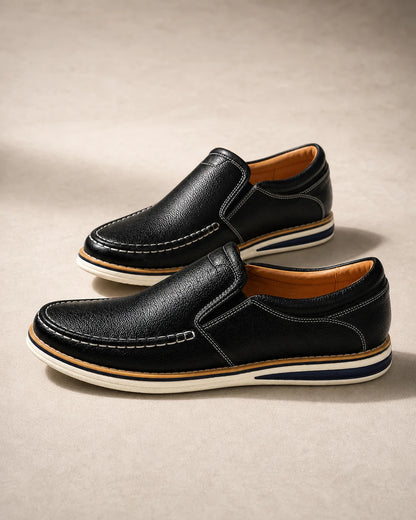 Mocasini slip-on pentru bărbați cu cusături manuale și panouri elastice — image 8