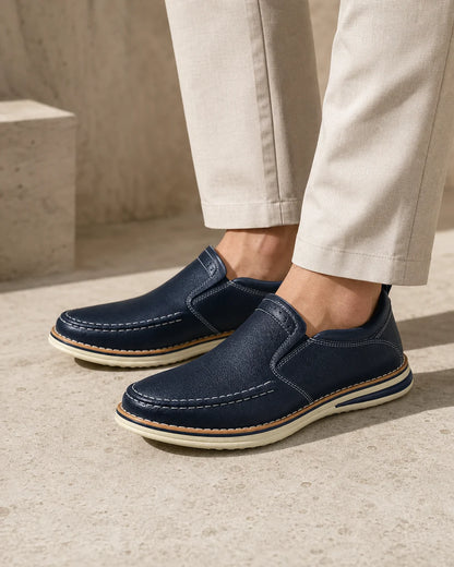Mocasini slip-on pentru bărbați cu cusături manuale și panouri elastice — image 10