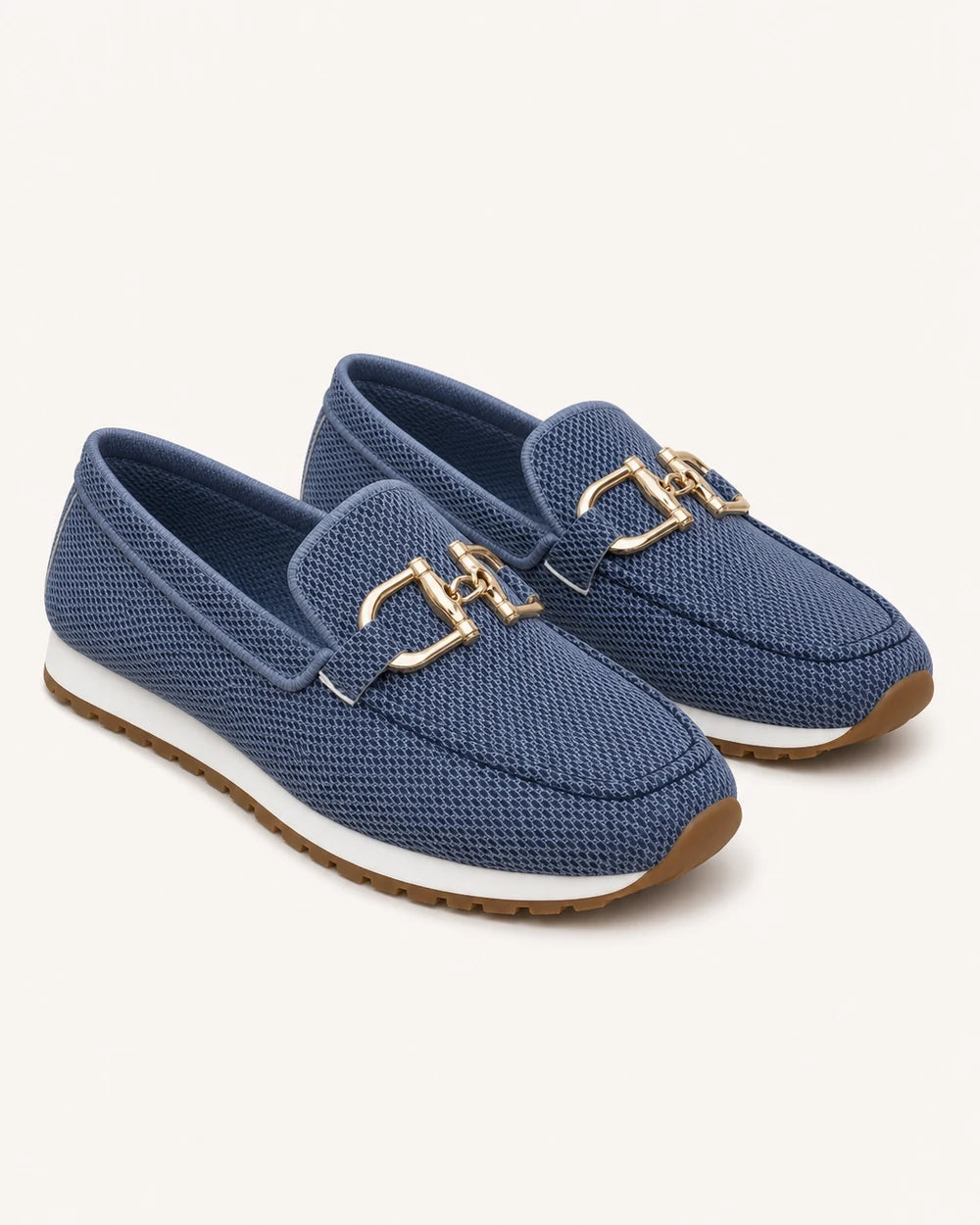 Mocasini bleumarin de damă cu cataramă dublă și talpă sport — imagine de produs 9