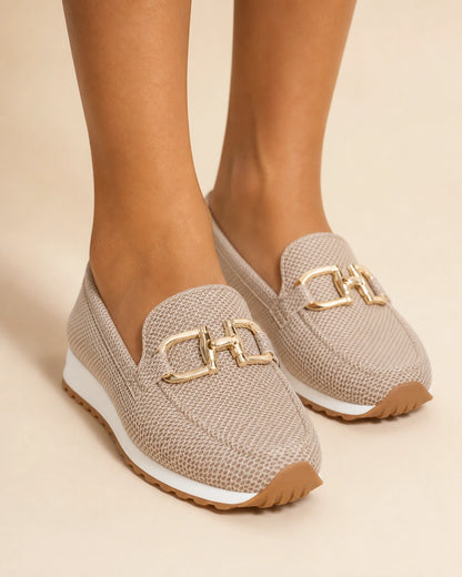 Mocasini bleumarin de damă cu cataramă dublă și talpă sport — imagine de produs 10