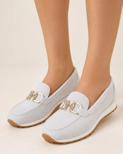 Mocasini bleumarin de damă cu cataramă dublă și talpă sport — imagine de produs 12