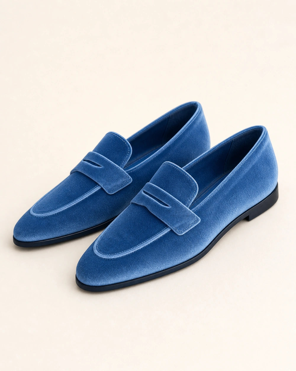 Mocasini bleumarin de damă cu baretă ton pe ton — imagine de produs 9