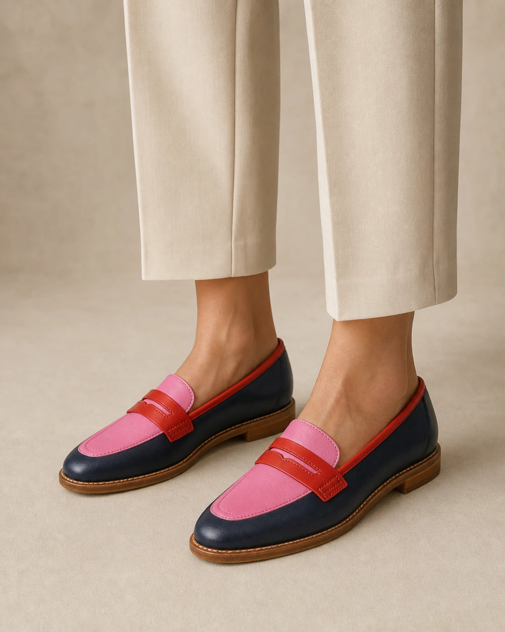 Mocasini negri și roz de damă cu baretă — imagine de produs 8