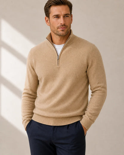 momount men quarter zip sweater khaki 10 hero