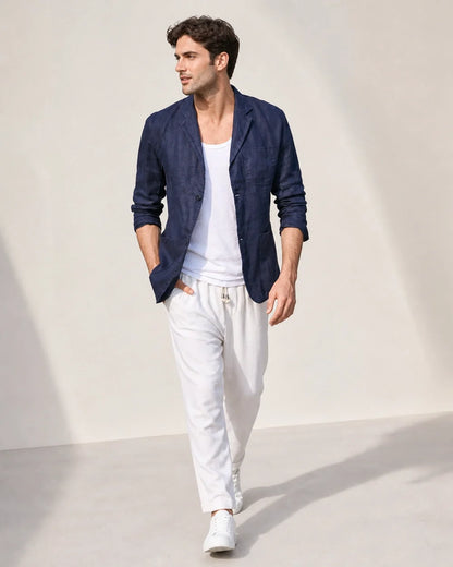 Men's lightweight linen-look blazer – 06 navy movement