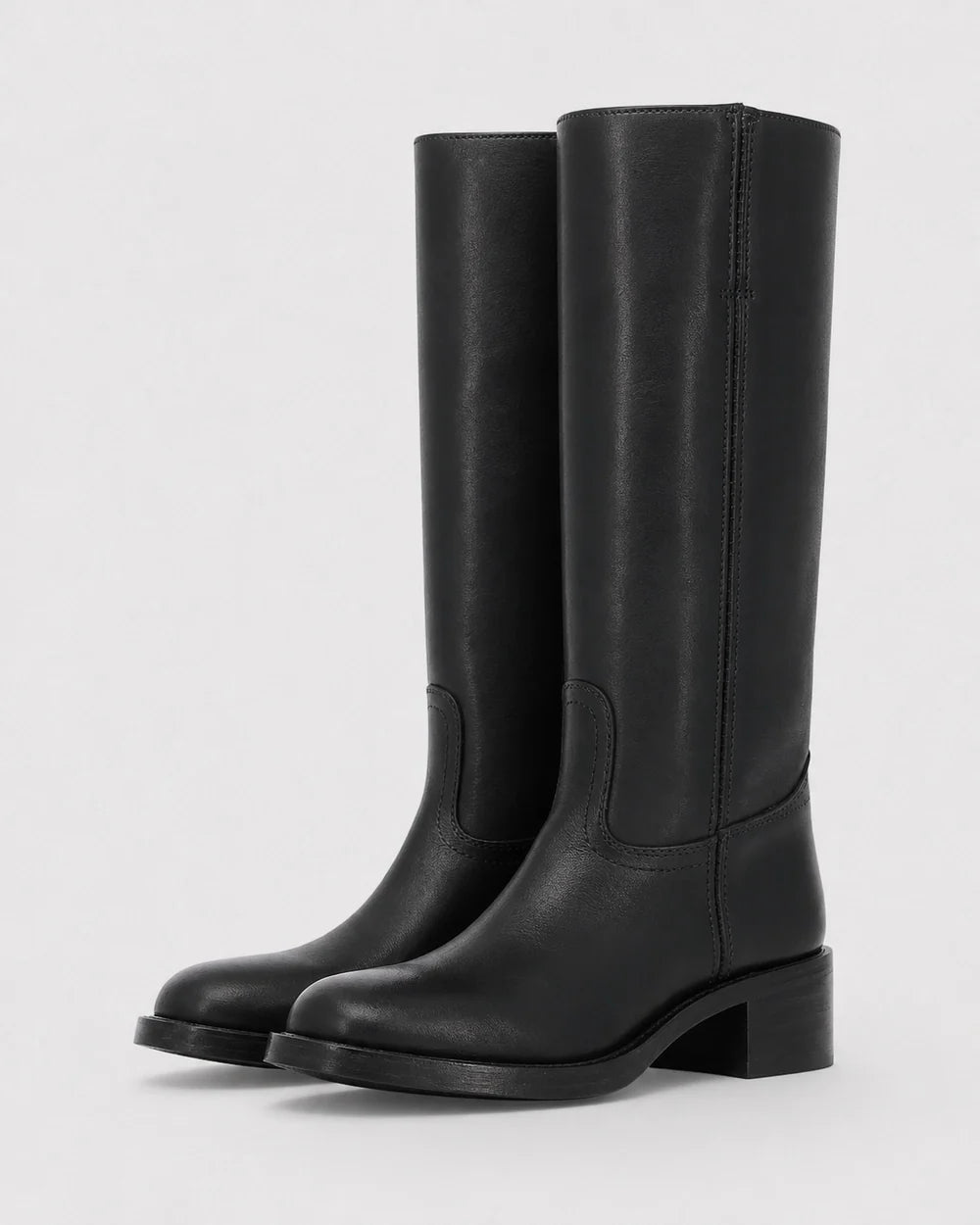 Black round-toe knee-high boots, variant