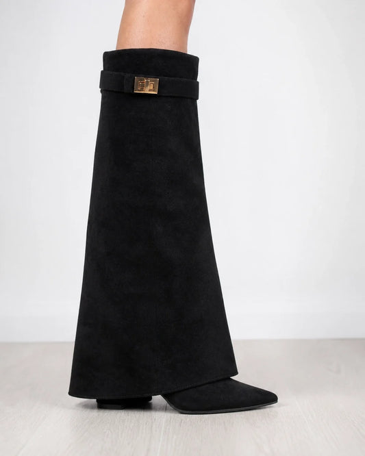 Momount women wide-bell pointed knee-high boots – view 5