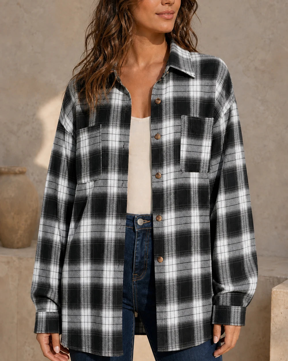 Cămașă oversized de damă în carouri — image 13