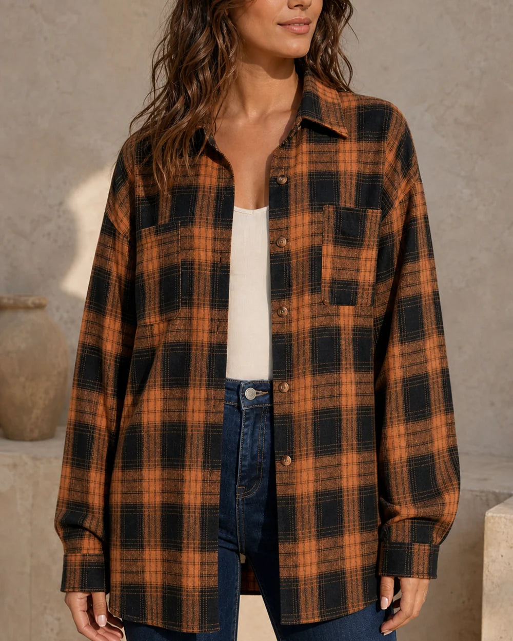 Cămașă oversized de damă în carouri — image 3