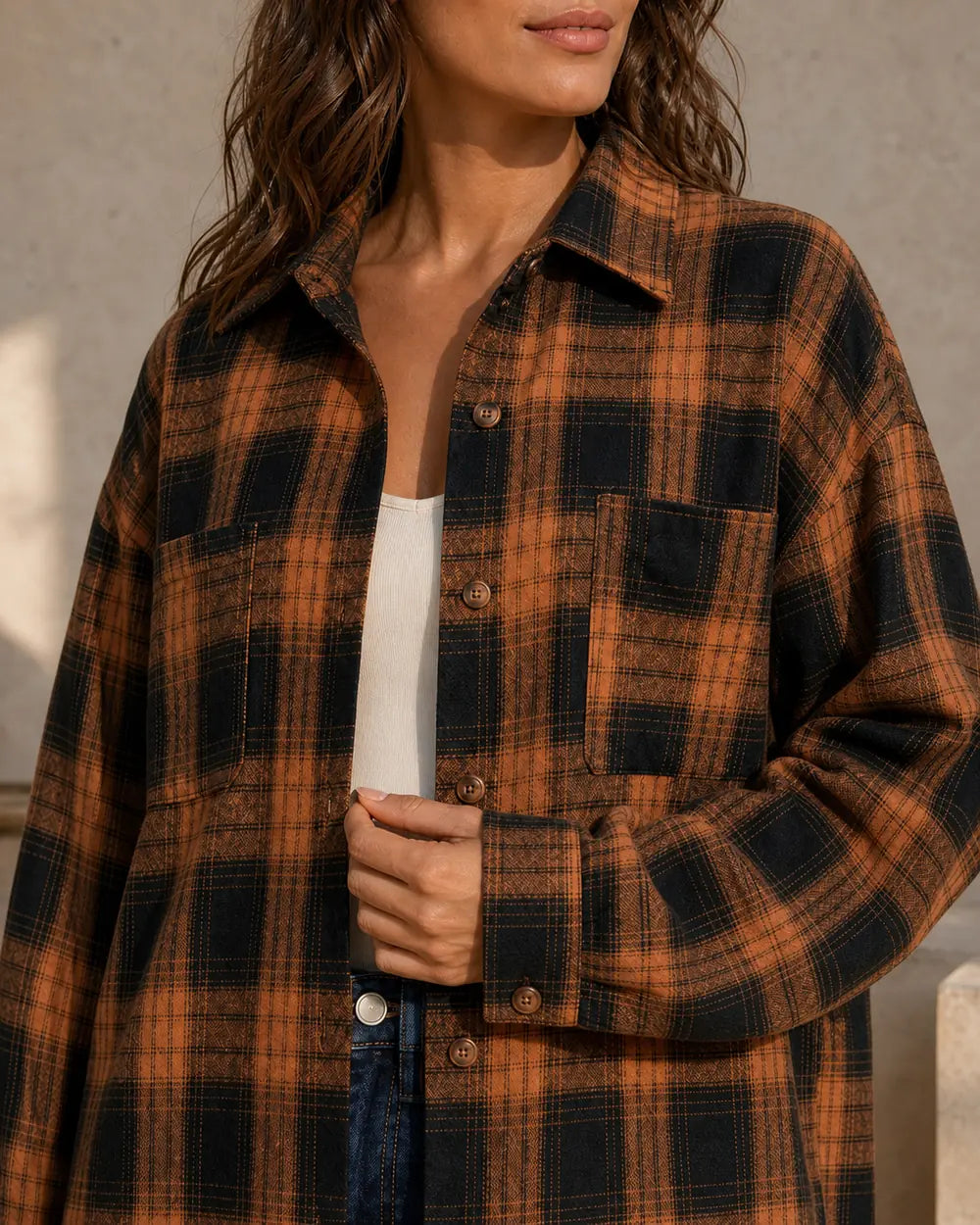 Cămașă oversized de damă în carouri — image 5