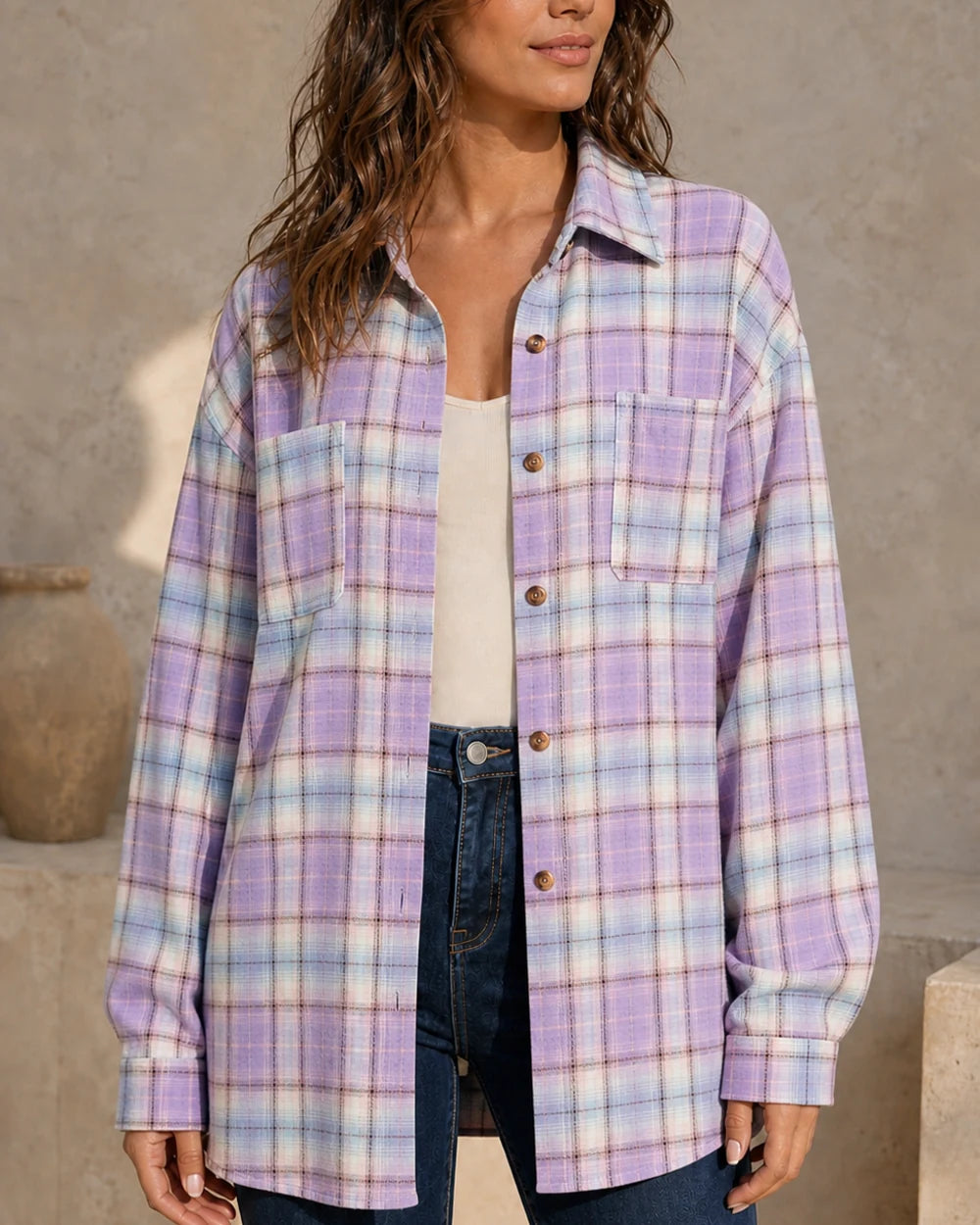 Cămașă oversized de damă în carouri — image 14