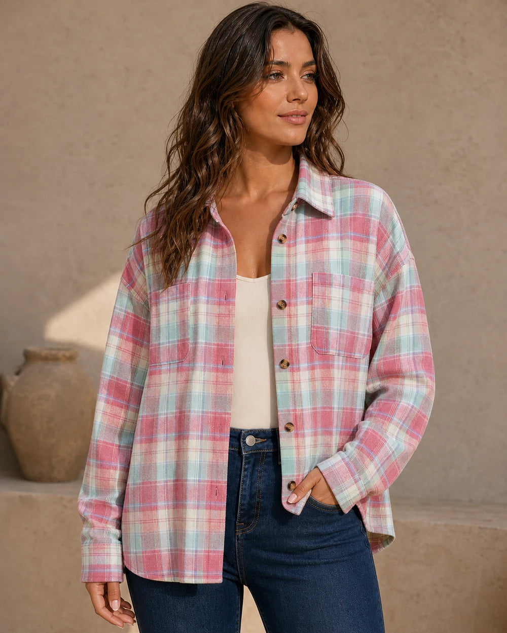 Cămașă oversized de damă în carouri — image 9
