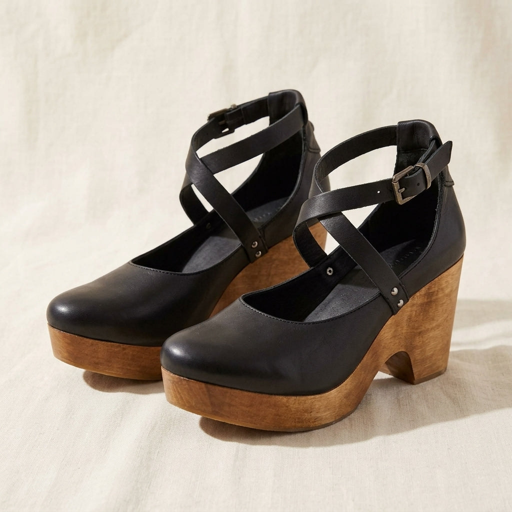 Momount Clog Wedge Sandals - black_pack