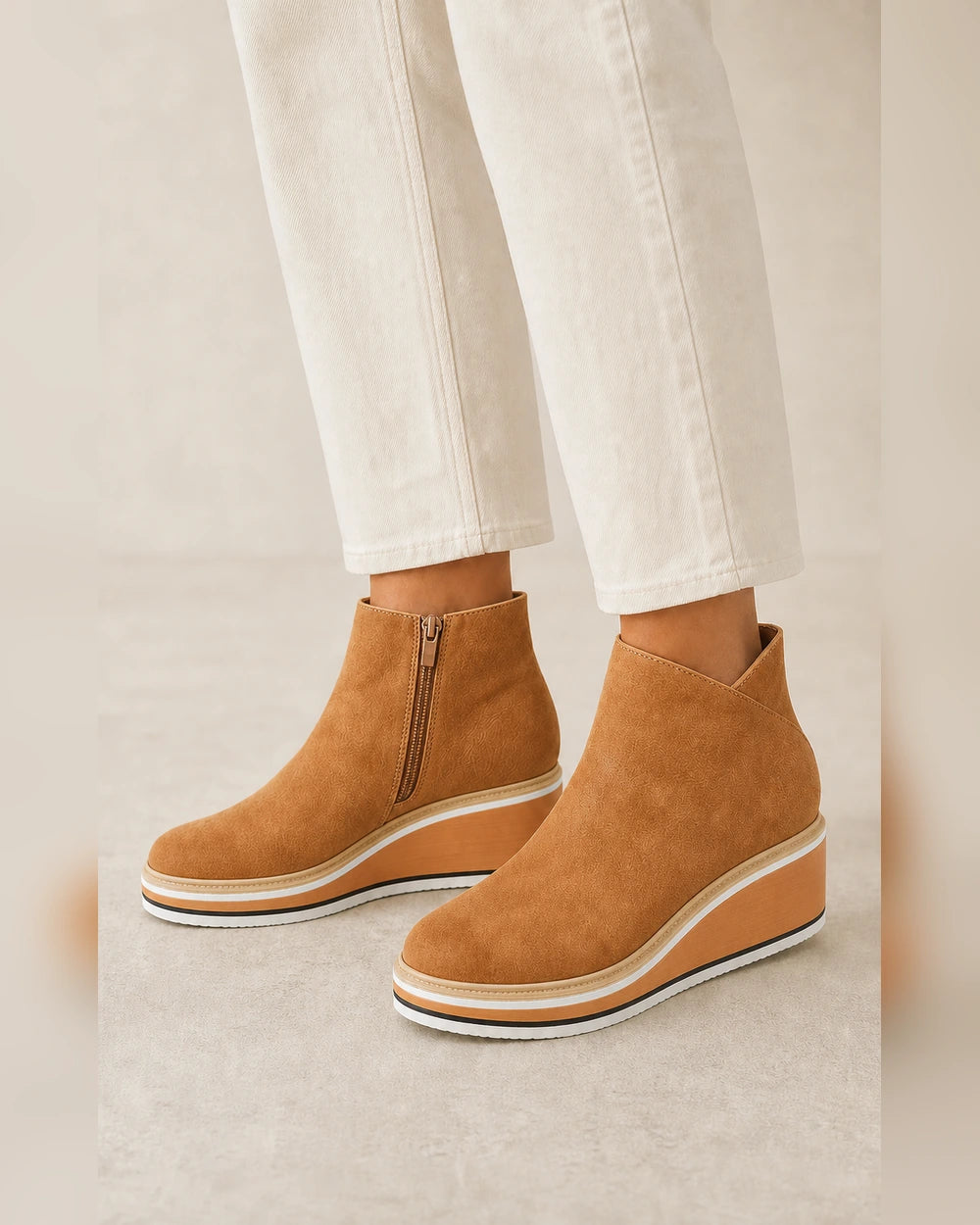 Casual Leather Ankle Boots, khaki hero. — olga-khaki-05-variant-hero.webp