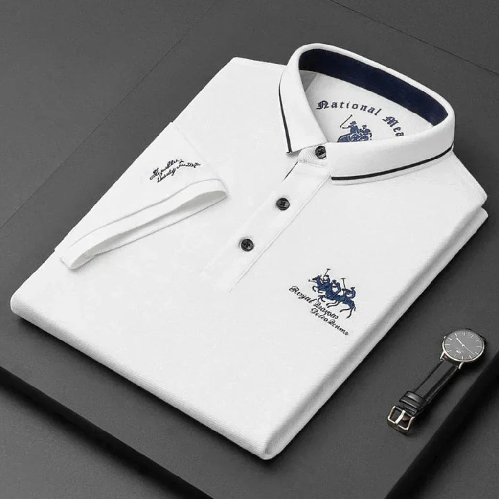 Tricou Polo Momount Bărbați – Logo Cal Brodat Premium, Mânecă Scurtă