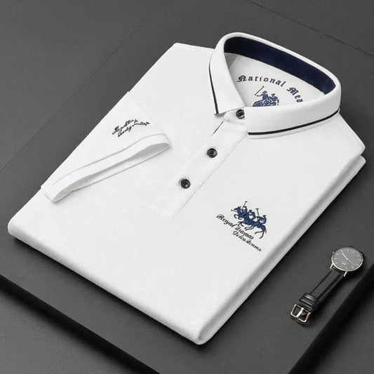 Tricou Polo Momount Bărbați – Logo Cal Brodat Premium, Mânecă Scurtă